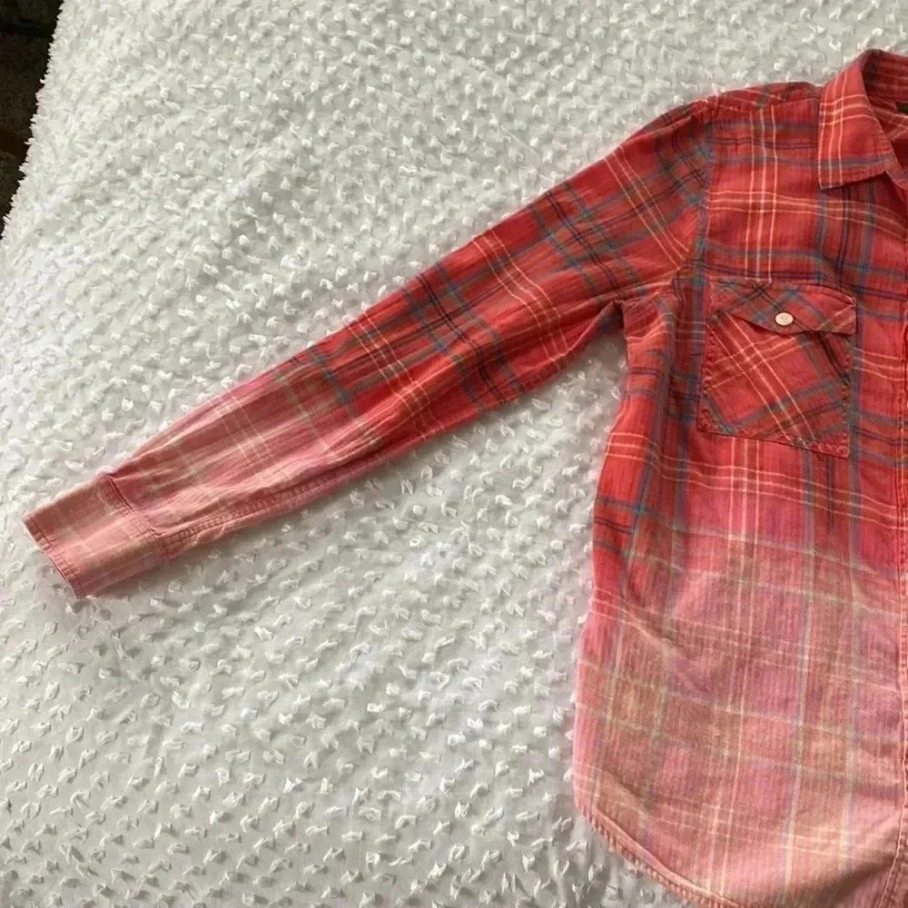 Jcrew Up Cycled Women Handmade Bleach Disney Minnie Mouse Flannel Sz 12 - Picture 10 of 11